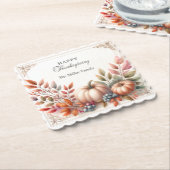 Elegant Personalisiert, glücklich Erntedankpumpen Untersetzer (angewinkelt)