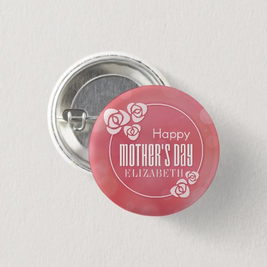 Elegant Personalisiert Happy Mother Day Button But (Vorne & Hinten)
