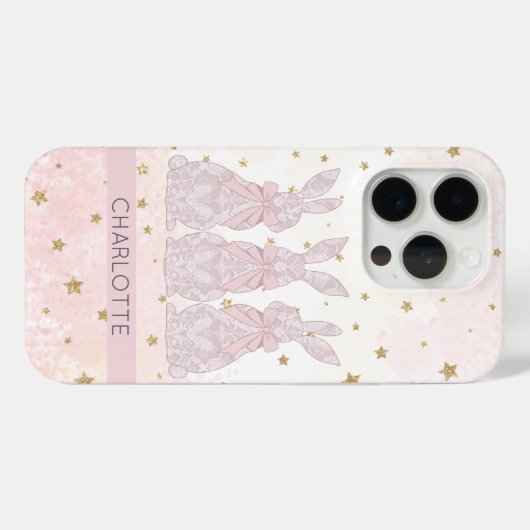 Elegant Personalisiert Lace Bunny iPhone Case (Rückseite (Horizontal))