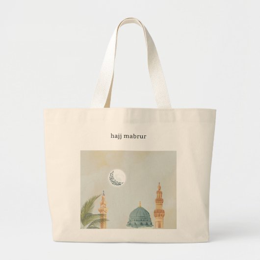 Elegant Personalisiert Masjid An-Nabawi Hajj Mabru Jumbo Stoffbeutel (Vorne)