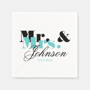 Elegant personalisiert Mr. and Mrs. wedding napkin Serviette