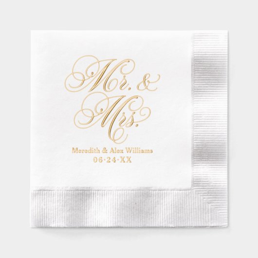 Elegant Personalisiert Mr. und Mrs. Wedding Monogr Servietten Mit Folie (Vorderseite)