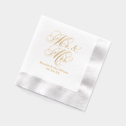 Elegant Personalisiert Mr. und Mrs. Wedding Monogr Servietten Mit Folie (Links)