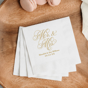 Elegant Personalisiert Mr. und Mrs. Wedding Monogr Servietten Mit Folie