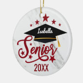 Elegant personalisiert Name Abschluss Senior 2023 Keramik Ornament (Links)