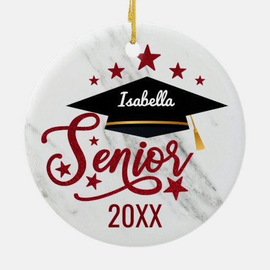 Elegant personalisiert Name Abschluss Senior 2023 Keramik Ornament (Hinten)