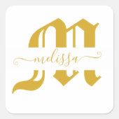 Elegant personalisiert quadratischer aufkleber (Vorderseite)