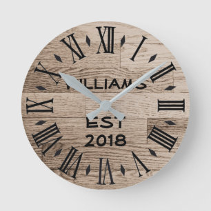 Elegant Personalisiert Rustikal Hell Holz Runde Wanduhr