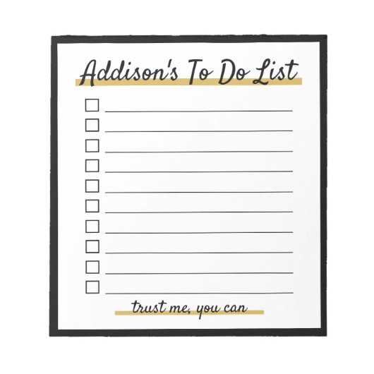 Elegant Personalisiert To do list Notepad Notizblock (Vorderseite)