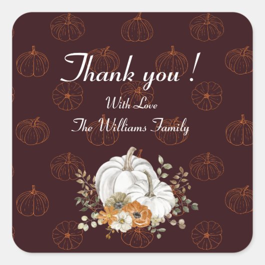 Elegant Personalisiert Vielen Dank Quadratischer Aufkleber (Vorderseite)