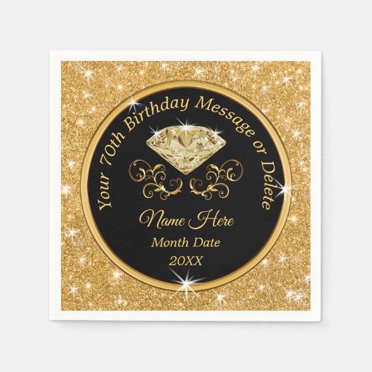 Elegant, Personalisiert, zum 70. Geburtstag Napkin Serviette (Vorderseite)