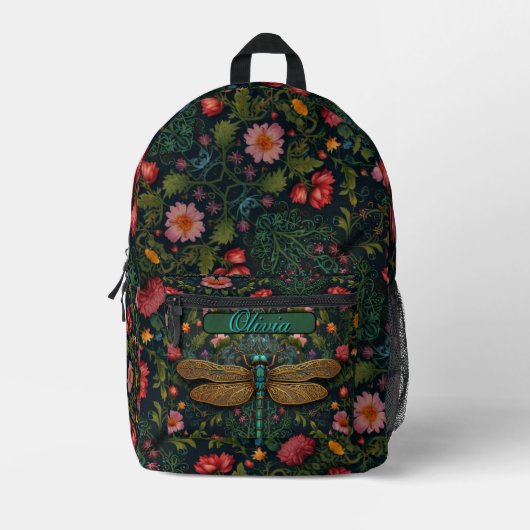 Elegant Personalize Vintage dragonfly boho chic Bedruckter Rucksack (Vorderseite)