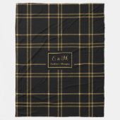 Elegant Personalized Black Gold Tartan Blanket Fleecedecke (Vorderseite)