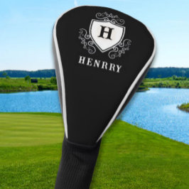 Elegant Personalized Black Initial Name Monogram Golf Headcover