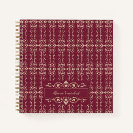 Elegant Personalized Burgundy & Gold Floral Swirl Notizblock