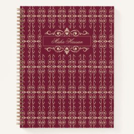 Elegant Personalized Burgundy & Gold Floral Swirl Notizblock