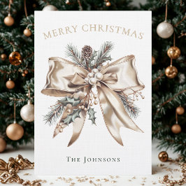 Elegant Personalized Christmas Bow Card Einladung