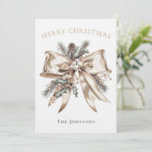 Elegant Personalized Christmas Bow Card Einladung (Stehend Vorderseite)