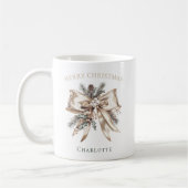 Elegant Personalized Christmas Bow Mug Kaffeetasse (Links)
