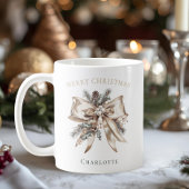 Elegant Personalized Christmas Bow Mug Kaffeetasse