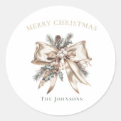 Elegant Personalized Christmas Bow Sticker (Vorderseite)