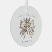Elegant Personalized Christmas Ornament Aus Glas (Vorderseite Rechts)