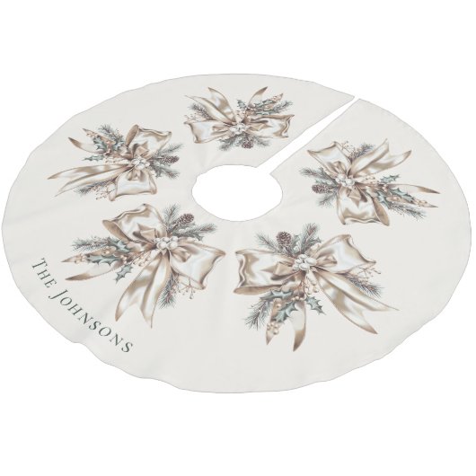 Elegant Personalized Christmas Tree Skirt Polyester Weihnachtsbaumdecke (Schrägansicht)