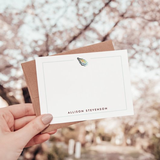 Elegant Personalized Coastal Oyster Watercolor Mitteilungskarte
