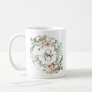 Elegant Personalized Floral Monogram Name Gift Kaffeetasse