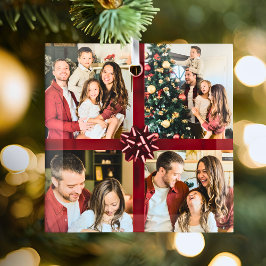 Elegant Personalized Four Photo Collage Gift Trend Ornament Aus Glas