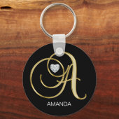 Elegant Personalized Gold Monogrammed Letter A Schlüsselanhänger (Vorderseite)