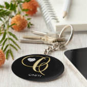 Elegant Personalized Gold Monogrammed Letter C Schlüsselanhänger (Seite)