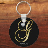Elegant Personalized Gold Monogrammed Letter G Schlüsselanhänger (Vorderseite)