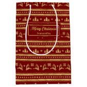 Elegant Personalized Holiday Paper Gift Bag Luxe Mittlere Geschenktüte (Vorderseite)