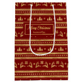 Elegant Personalized Holiday Paper Gift Bag Luxe Mittlere Geschenktüte (Rückseite)