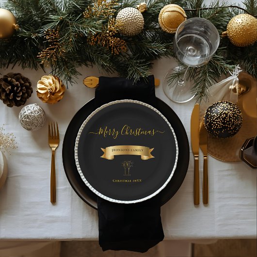 Elegant Personalized Merry Christmas Paper Plates Pappteller