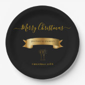 Elegant Personalized Merry Christmas Paper Plates Pappteller (Vorderseite)
