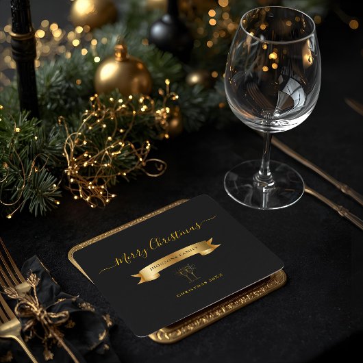 Elegant Personalized Merry Christmas  Rechteckiger Pappuntersetzer