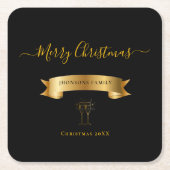 Elegant Personalized Merry Christmas  Rechteckiger Pappuntersetzer (Vorderseite)