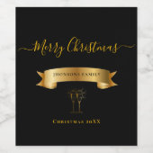 Elegant Personalized Merry Christmas Wine Label Weinetikett (Einzelnes Label)