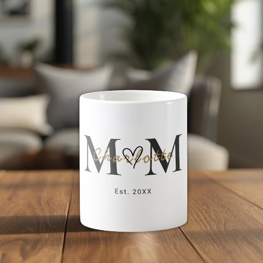 Elegant Personalized Mom Name Est Year Mug Kaffeetasse