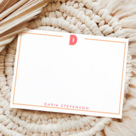 Elegant Personalized Monogram 3D Letter D Initial  Mitteilungskarte