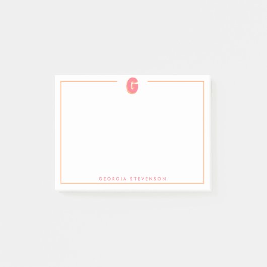 Elegant Personalized Monogram 3D Letter G Initial Post-it Klebezettel (Vorderseite)