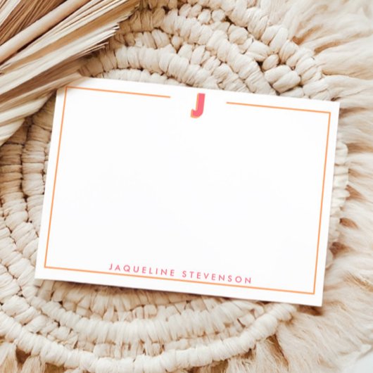 Elegant Personalized Monogram 3D Letter J Initial Mitteilungskarte