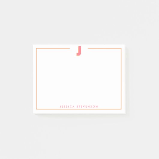 Elegant Personalized Monogram 3D Letter J Initial  Post-it Klebezettel (Vorderseite)