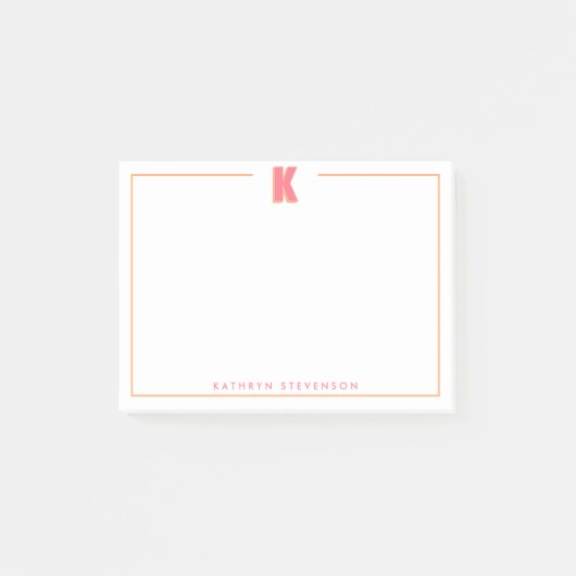 Elegant Personalized Monogram 3D Letter K Initial  Post-it Klebezettel (Vorderseite)