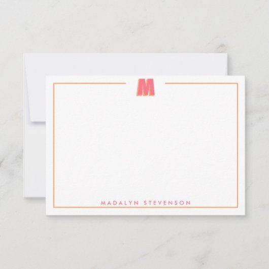 Elegant Personalized Monogram 3D Letter M Initial  Mitteilungskarte (Vorderseite)