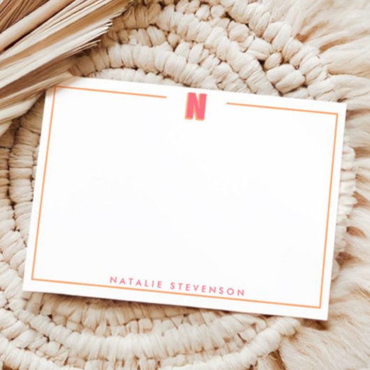 Elegant Personalized Monogram 3D Letter N Initial  Mitteilungskarte