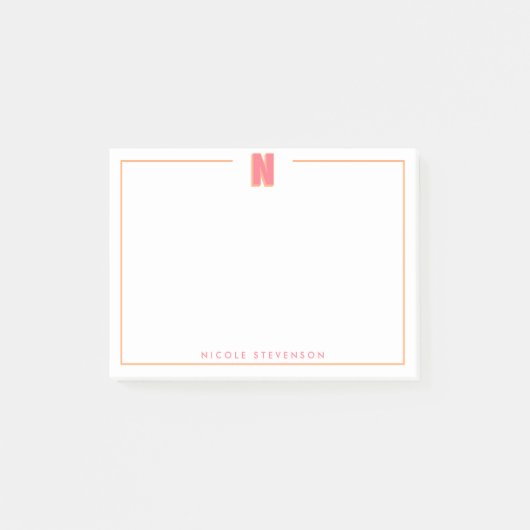 Elegant Personalized Monogram 3D Letter N Initial  Post-it Klebezettel (Vorderseite)