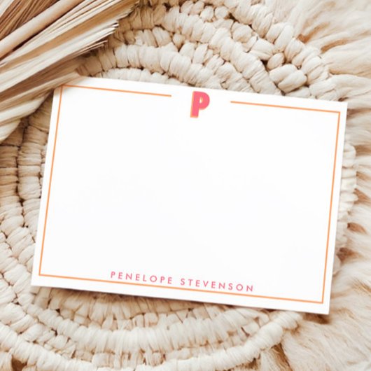 Elegant Personalized Monogram 3D Letter P Initial Mitteilungskarte